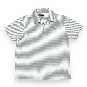 MALBON Golf Polo White With Black Stripes